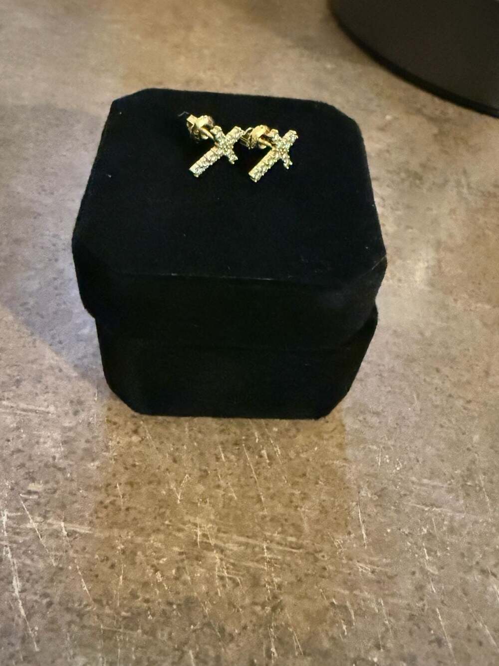 GRA Certified Moissanite 14K Gold Over Sterling Silver Cross Stud Earrings